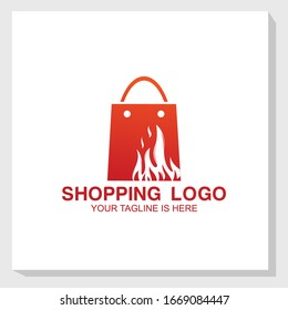 creative shopping bag logo template design vector
