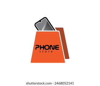 creative shopping bag and phone logo design
