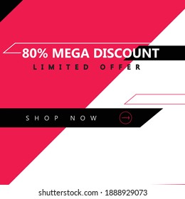 CREATIVE SHOPPING MEGA OFFER BANNER DESIGN - SPECIAL OFFER 2021 - BLACK AND PINK ( special discount offer for limited time )