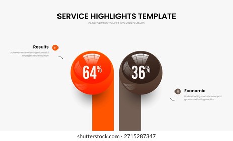 Creative Showcase 2 Option Infographic Frame Design. Sales Campaign Two Element Chart Slideshow Template. Product Insight Presentation Layout Vector Illustration.