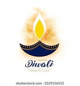 Creativo Shubh Diwali Diya en el fondo blanco para el Vector de la publicación de redes sociales