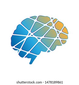 Creative side of human brain, abstract silhouette in trendy colours on white