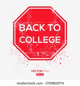 Creative Sign (back to college) design, vector illustration.