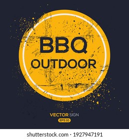 Diseño de signo creativo (exterior BBQ), ilustración vectorial.