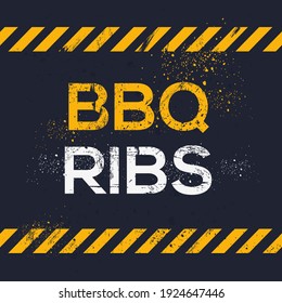 Creative Sign (BBQ ribs) design ,vector illustration.