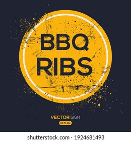 Creative Sign (BBQ ribs) design ,vector illustration.