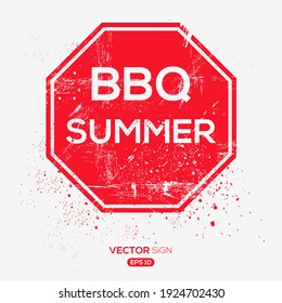 Creative Sign (BBQ summer) design ,vector illustration.