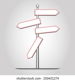 Creative sign with guidepost, vector and illustration