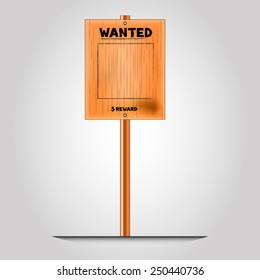 Creative sign with guidepost and wanted, vector and illustration