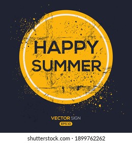 Creative Sign (Happy Summer) design ,vector illustration.
