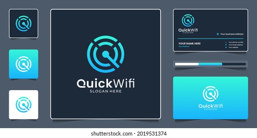 Conexión de señal creativa y logotipo de letra Q con concepto geométrico limpio