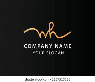 creative signature letter WH logo design vector