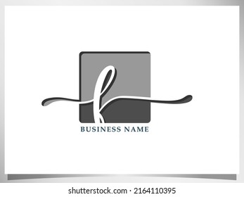 creative Signature logo design. handwriting monogram Letter F Logo design isolated square Vector Illustration