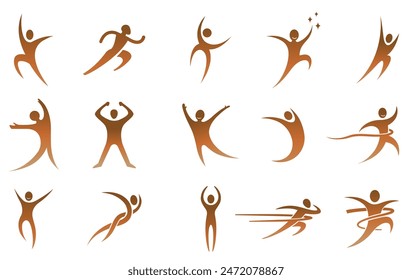 Creative silhouette body fitness sport gym logo elegant design vector icons illustration