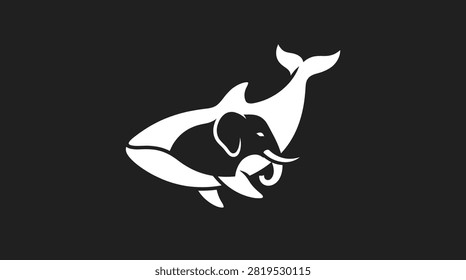 Creative silhouette combining marine life and land mammal for branding.