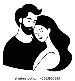 Creative silhouette of a couple embracing affectionately