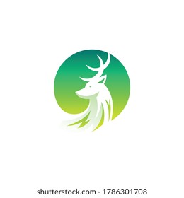 Creative silhouette deer in circle with variant color