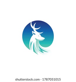 Creative silhouette deer in circle with variant color