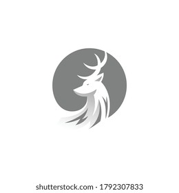 Creative silhouette deer in circle with variant color