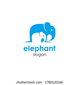 Creative silhouette elephant with baby head mascot character logo template