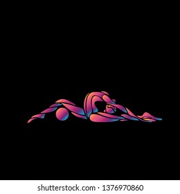 Creative silhouette of gymnastic girl. Art gymnastics vector