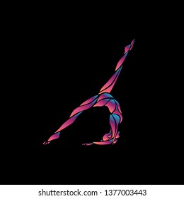 Creative silhouette of gymnastic girl. Art gymnastics vector