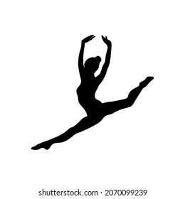 Creative silhouette of gymnastic girl. Art gymnastics dancing woman
