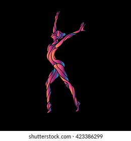 Creative silhouette of gymnastic girl. Art gymnastics