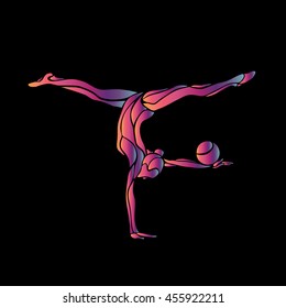 Creative silhouette of gymnastic girl. Art gymnastics vector