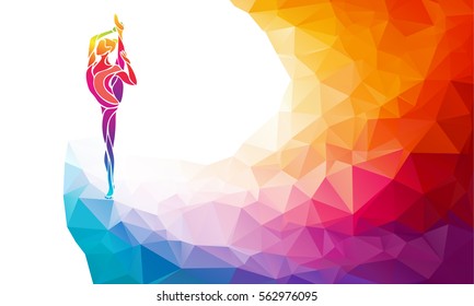 Creative silhouette of gymnastic girl. Art gymnastics vector