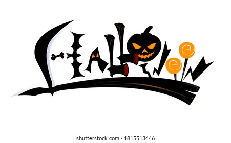 Creative silhouette halloween banner for emblem, party invitations and for website designing