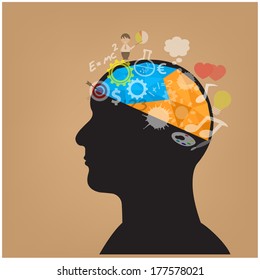 Creative silhouette head background design for poster flyer cover brochure ,business dea.vector illustration 