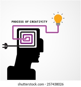 Creative silhouette head symbol and process of creativity concept on background, design for poster flyer cover brochure.Business and education idea. Vector illustration