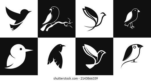 Creative silhouette logo set of birds vector template for business.