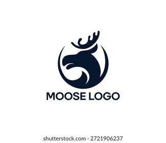 silhueta criativa de um alce em um círculo inspiração de design de logotipo abstrato