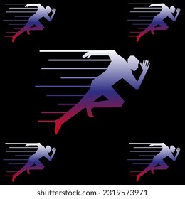 Creative silhouette of Person Running in americal flag color. Geometrical Hand drawn Runner. Sports Vector Art.  