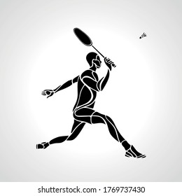 Creative silhouette of professional Badminton player vector
