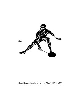 Creative silhouette of professional Badminton player doing smash shot. Vector illustration.