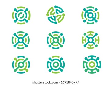 creative simple abstract circle link connected technology data vector illustration