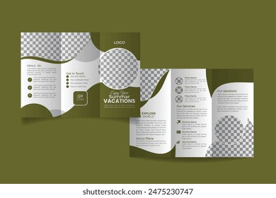 Creative simple abstract trifold travel summer vacations brochure design template