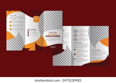 Creative simple abstract trifold travel summer vacations brochure design template