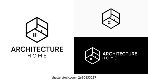 Creative simple architecture home logo template. Architecture line logo design vector illustration.