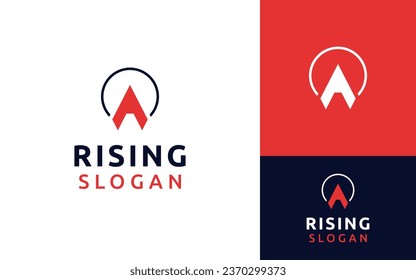 Creative Simple A Arrow Rising Up in Circle Line Fitness Sport Logo Branding Template