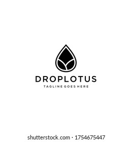 Kreative, einfache künstlerische Lotus-Blume auf Dropwater-Logo-Design-Illustration