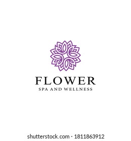 Creative simple Artistic Lotus Flower logo design illustration