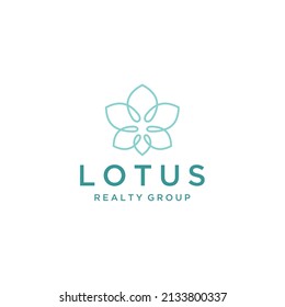 Ilustración del diseño del logotipo artístico de Lotus Flower creativa