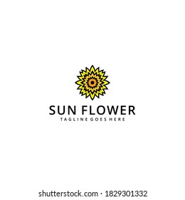 Imagen de diseño del logotipo de naturaleza artística de flor de sol creativa simple