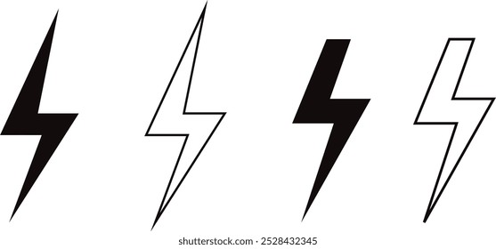 creative simple black color lightning bolt icon set illustration electric thunder and bolt flash icon set black silhouette lightning bolt flash symbols