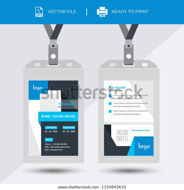 Creative Simple Blue Black Id Card Stock Vector (Royalty Free) 1150843610