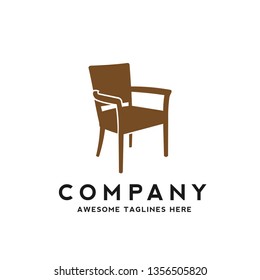 creative simple chair furniture logo design concept